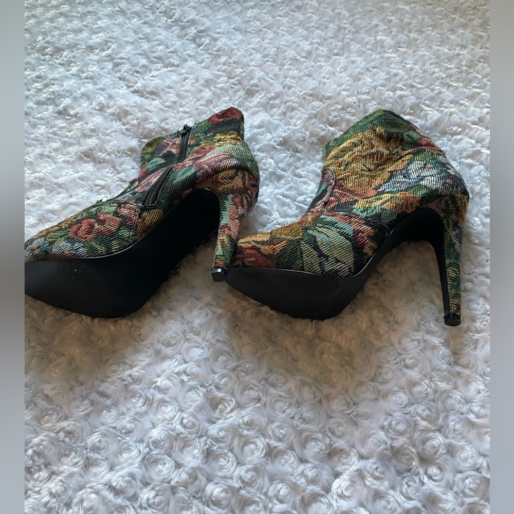Dark Floral Booties
